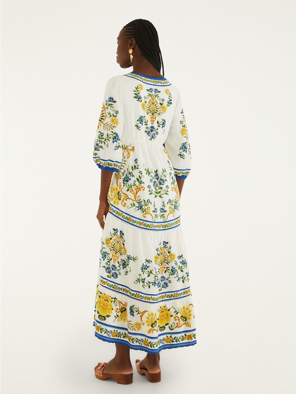 FARM Rio Off-White Emily Floral Tapestry Drawstring Midi Dress - Picture 3 of 5